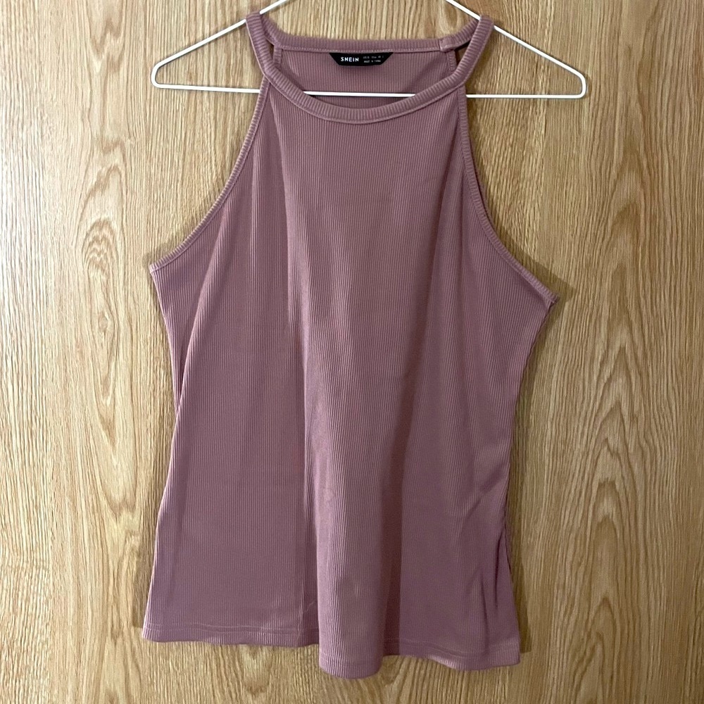 SHEIN Dusty Rose Ribbed Tank Top
